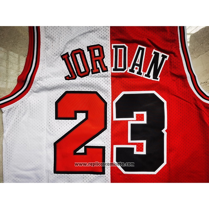 Camiseta Chicago Bulls Michael Jordan #23 Split Blanco Rojo